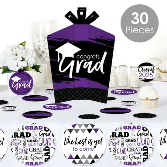 Big Dot of Happiness Purple Grad - Best is Yet to Come - 2025 Purple Graduation Party Decor and Confetti - Terrific Table Centerpiece Kit - Set of 30 {3}