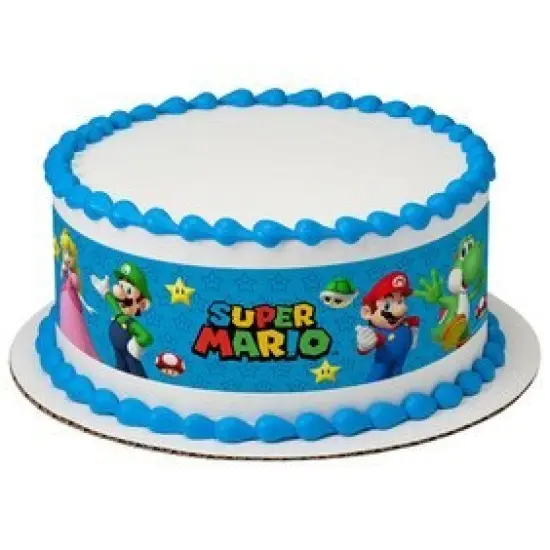 Whimsical Practicality Super Mario Bros Game on Edible Icing Image Cake Border Strips {1}