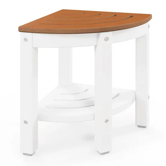 Corner Shower Bench Stool with Storage Shelf for Shaving Legs Brown {7}