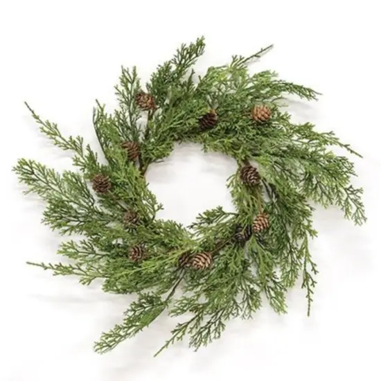 Western Cedar & Pinecone Candle Ring 6.5" {1}