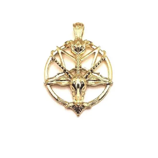 1, 4 or 20 Pieces: Gold Satanic Baphomet Pentagram Charms {1}