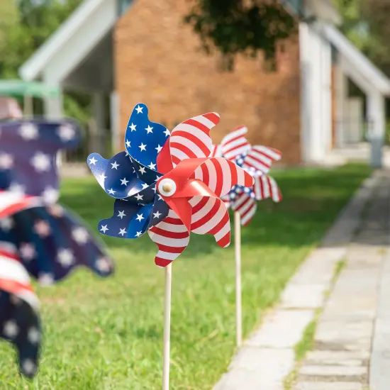 32"H Set of 6 Plastic Stars&Stripes Patriotic/ Americana Windmills {4}