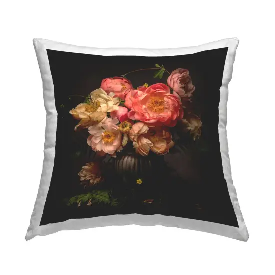 Peonies & Ferns Bouquet Decorative Printed Throw Pillow Design by Leah McLean, 18 x 7 x 18 {1}