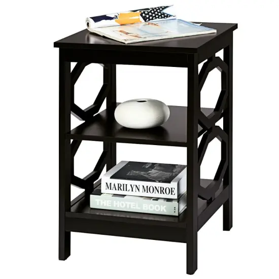 3-tier Nightstand Sofa Side End Accent Table Gray {9}