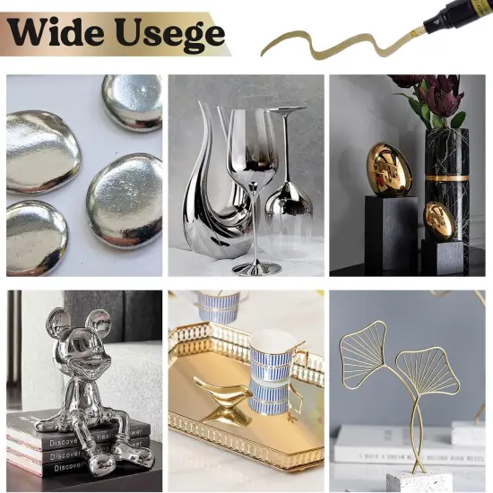 LET'S RESIN Liquid Mirror Chrome Metallic Markers, Reflective Gloss, 2-5mm Larger Application Area, 3 Colors Epoxy Resin Tools/Supplies for Coloring, Stroke, Painting, DIY Craft {5}