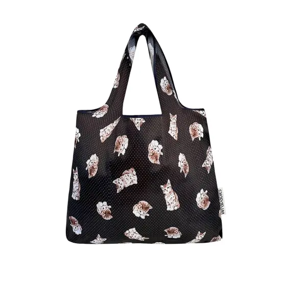Wrapables Foldable Tote Nylon Reusable Grocery Bag (Set of 2), Cute Kitty {3}