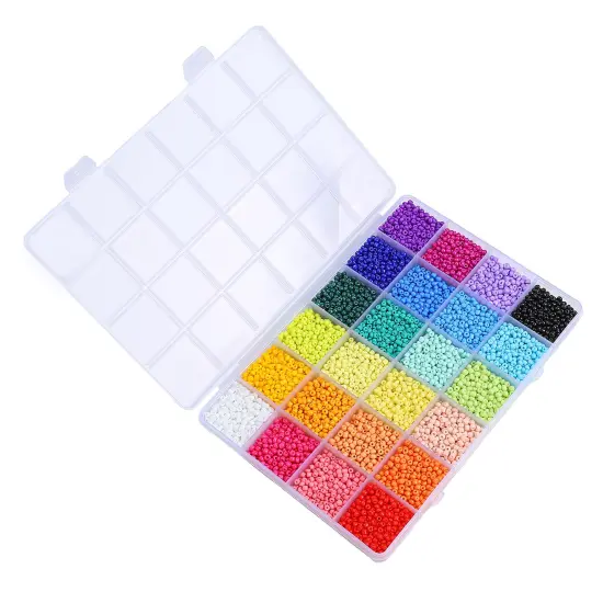 John Bead 12500pcs Assorted 24 Colors Glass Seed Beads 8/0 Jewelry Making Bead Box Rainbow Bright Color {3}