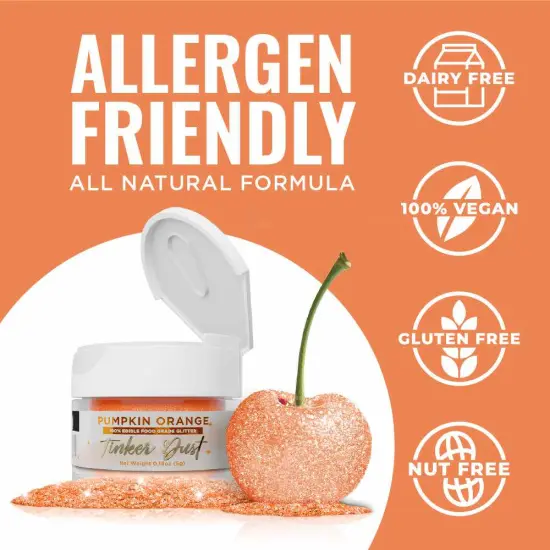 Bakell - Pumpkin Tinker Dust Edible Glitter (5g, 1x Jar) for Food, Desserts, and Beverages! {4}