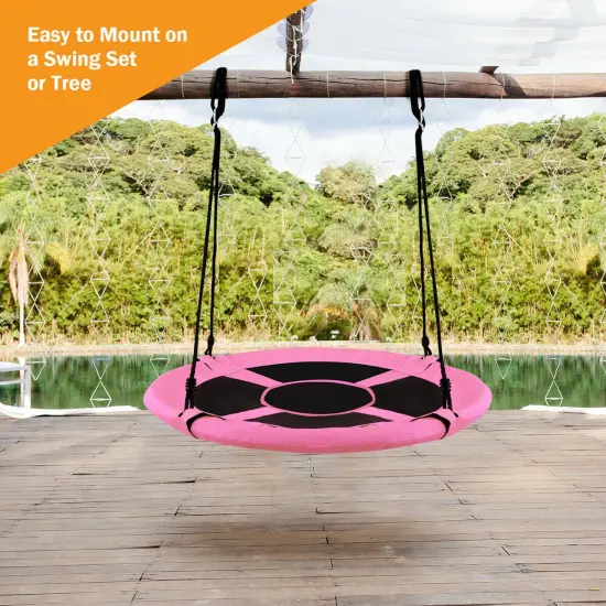 40 Inch Flying Saucer Tree Swing Indoor Outdoor Play Set Pink {6}