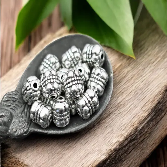 *50* 7x8mm Antique Silver Barrel Spacer Beads {2}