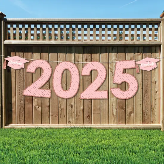 Big Dot of Happiness Rose Gold Grad - Large Graduation Party Decorations - 2025 - Outdoor Letter Banner {1}