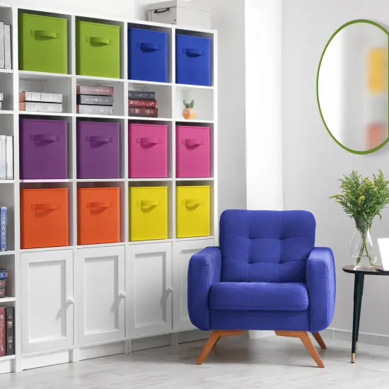 Sorbus 12 Pack Storage Bins - 11" Sturdy Collapsible Fabric Storage Cubes with Handle Bright rainbow {3}