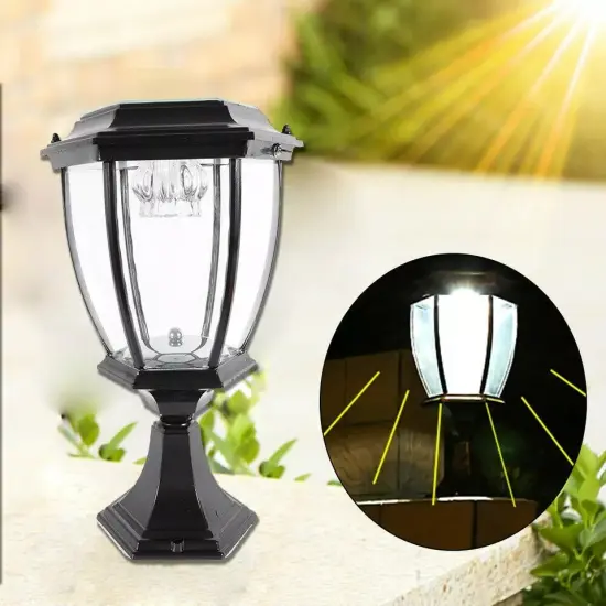 Solar Garden Yard Lantern Lamp Post Light Black LED Street Pillar Light 2.4V {2}
