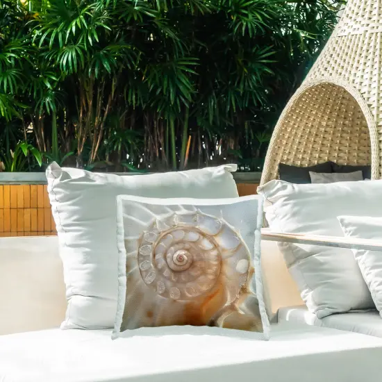 Detailed Seashell Spiral Outdoor Printed Pillow Design by Steve Hunziker, 18 x 7 x 18 {2}