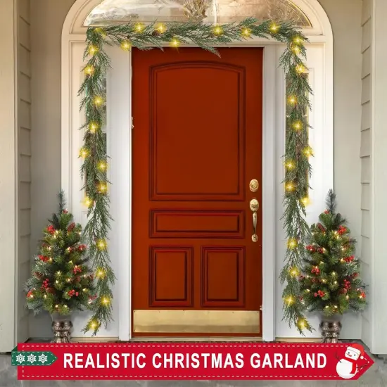 6 Ft Christmas Garland with Lights, 30 Warm Lights with 8 Modes {3}