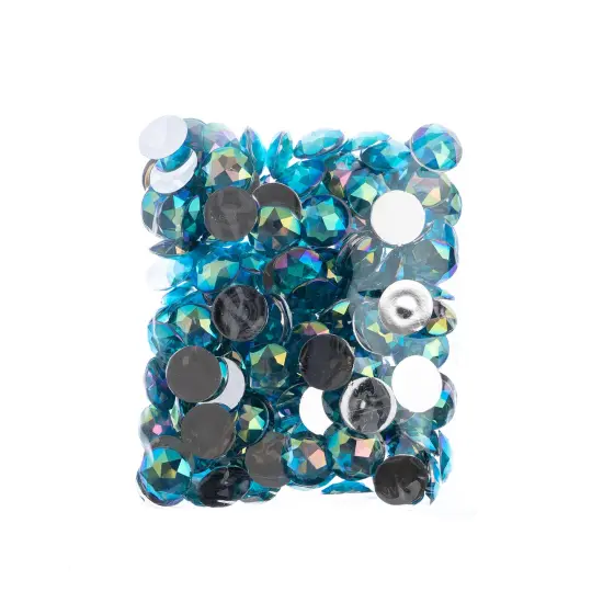 John Bead 16mm Round Acrylic Flat Back Rhinestones, 200pcs Aqua AB {4}