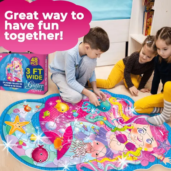 2x3 FT Glitter Giant Floor Puzzles for Kids | Mermaid {6}