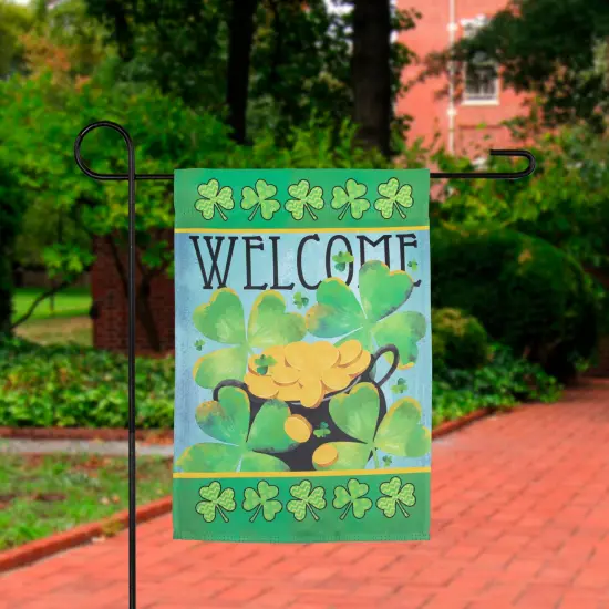 Northlight Pot of Gold "Welcome" St. Patrick's Day Outdoor Garden Flag - 12.5" x 18" Green {1}