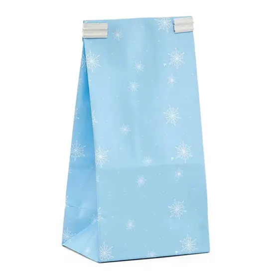 3 3/8&rdquo; x 2 1/2&rdquo; x 7 3/4&rdquo; Snowflake Tin Tie Bags for Holiday Gifts {2}