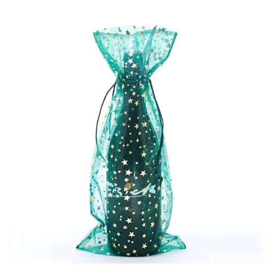 Charming Star Print Wine Bags Organza Design 6.5" x 15" {2}