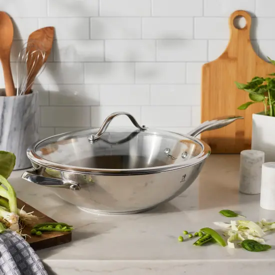 Henckels Aragon 12.5-inch Stainless Steel Wok with Lid {4}