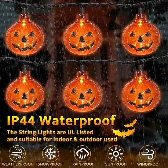 8.5Ft Halloween Pumpkin LED String Lights with 10 PCS Jack O Lantern {2}