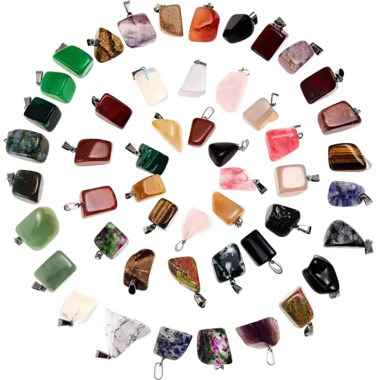 50 Pieces Mixed Stone Beads Crystal Stone Pendants Quartz Charms with Storage Bag for Jewelry Making (Irregular Style) {1}
