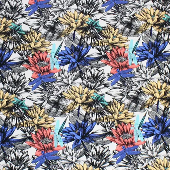Unfinished Daisies Printed Stretch Spandex Fabric {2}