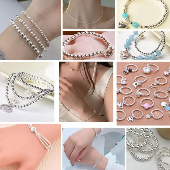 18K Gold Genuine 925 Sterling Silver Beads for Jewelry Making 100Pcs 2.5MM Smooth Round Beads Ball Spacer Beads for Bracelet Necklace Jewelry DIY Crafts {6}