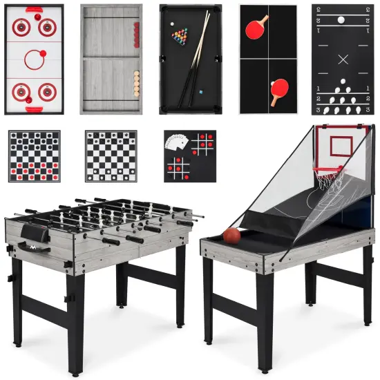 Best Choice Products 13-in-1 Combo Game Table Set w/ Ping Pong, Foosball, Basketball, Air Hockey, Archery Gray {1}