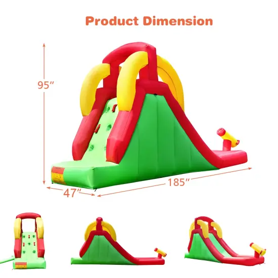Inflatable Water Slide Bounce House with Climbing Wall and Jumper with 380W Blower {3}