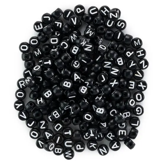 CousinDIY Fun Pack Acrylic Alphabet Beads-Round Black 185/Pkg {3}