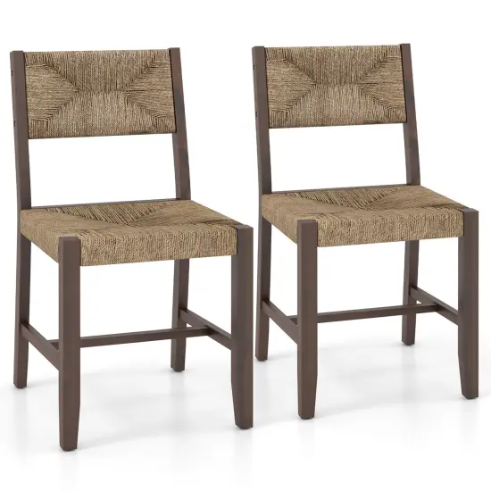Wooden Dining Chair Set of 2 for Kitchen Dining Room-Brown {1}
