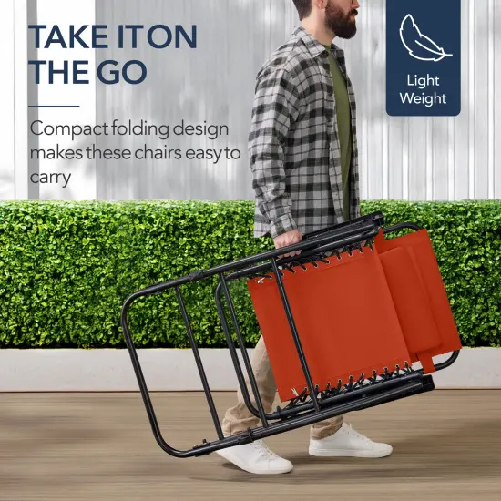 Best Choice Products Folding Outdoor Zero Gravity Rocking Lounge Chair w/ Headrest Pillow Burnt Orange {4}