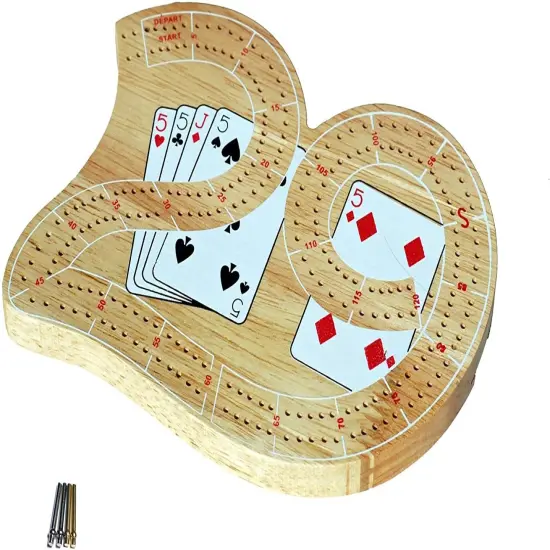 WE Games 29 Cribbage Set - Solid WoodBoard with Metal Pegs {6}