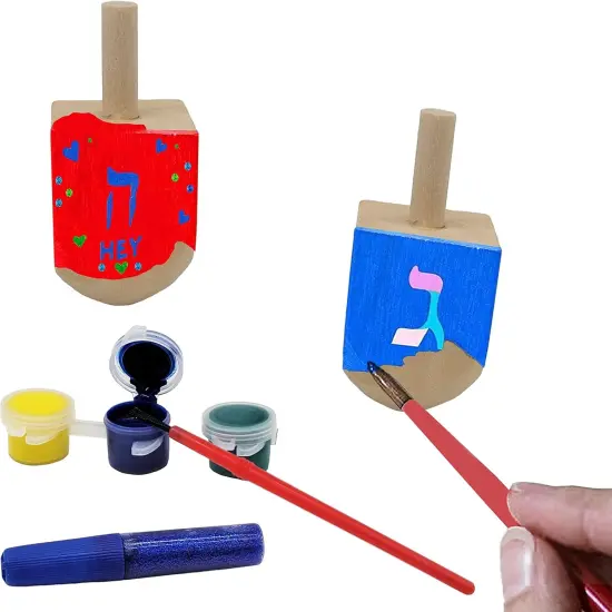 Hanukkah Wood Dreidels, Design Your Own Dreidel, DIY 1.5" Inch Unfinished Natural Wooden Chanukkah Dreidels (30-Pack) {2}