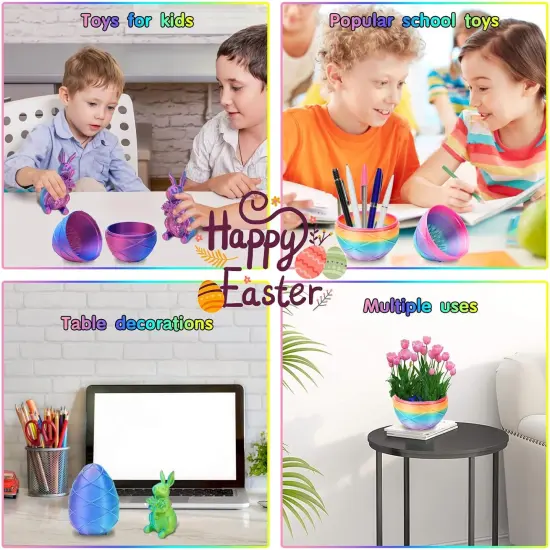 3D Printed Easter Bunny Eggs, Easter Gifts for Kids, Home Desk Decor, Cute Rabbit Eggs Easter Basket Stuffers Toy Gift for Boys and Girls (Green) {2}