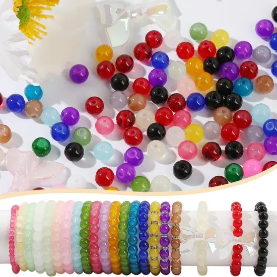 2450pcs Glass Beads for Jewelry Making Kit -24 Colors 4mm/6mm/8mm Crystal Beads Bracelet Jewelry Making Kit DIY Crafts, 3 Box Round Beads Suitable Kit for Beginners Adults Christmas Holiday Gifts {2}