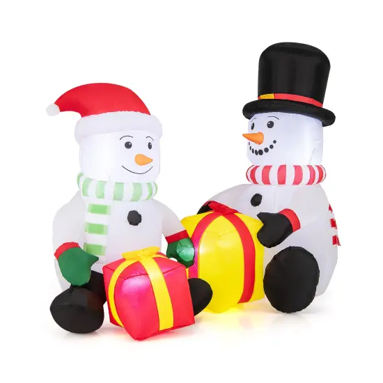 5 Feet 2 Cute Blow-up Snowman Christmas Inflatables with Gift Boxes for Decoration {1}