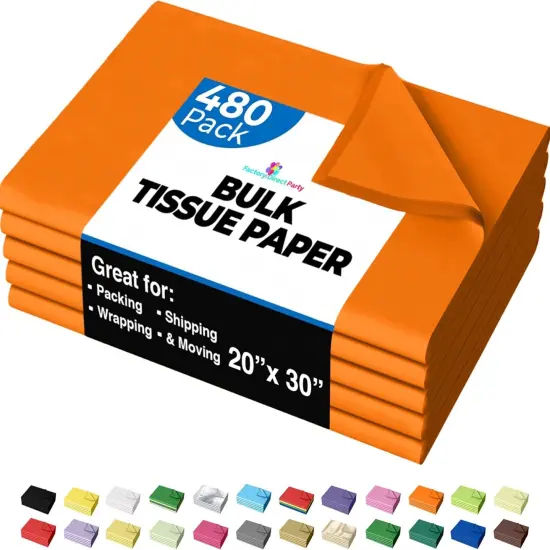 Tissue Paper for Gift Bags -20" X 30" Bulk Tissue Paper Dark Blue 480 Sheets - 10lb Newsprint for Packing, Birthday Gift Box Filler, Packing Supplies for Moving SuppliesOrange {1}