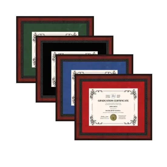 Mahogany 11x14 Diploma Frame for 8.5x11 Certificate University College High School Blue {5}