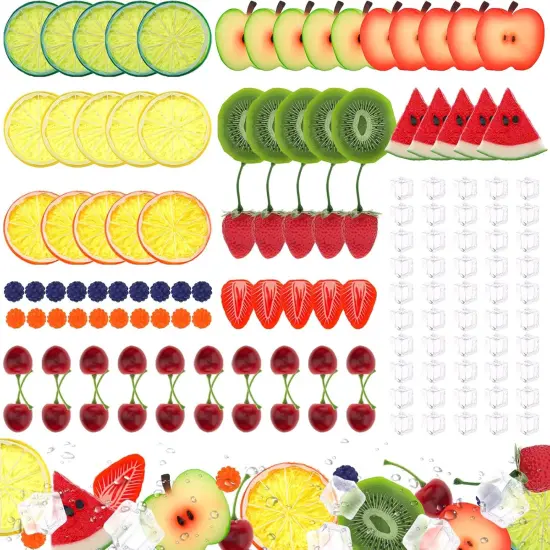 135pcs Fake Mix Fruit Decoration Artificial Strawberry Apple Lemon {1}