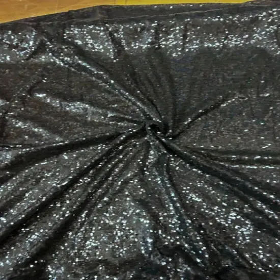 1 Yard Glitz Sequin Fabric Sparkling Mesh Material for Costumes Backdrops and Decor 50/54 Inches Wide Black {1}