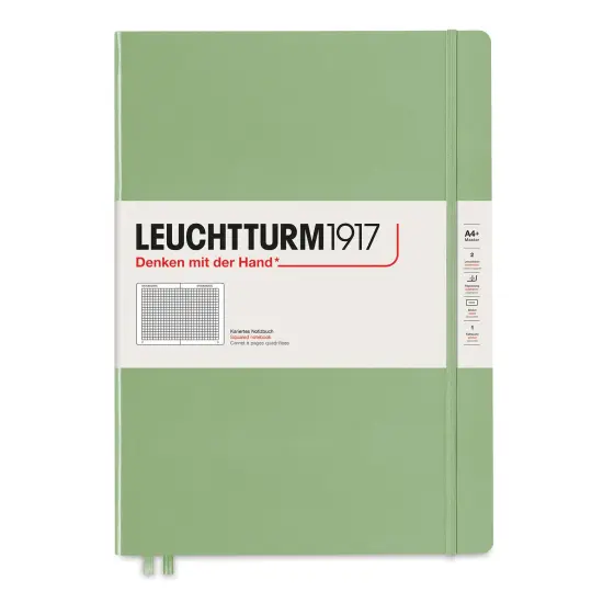Leuchtturm1917 Squared Hardbound Notebook - Sage, Master Slim, 8-3/4" x 12-1/2" {1}