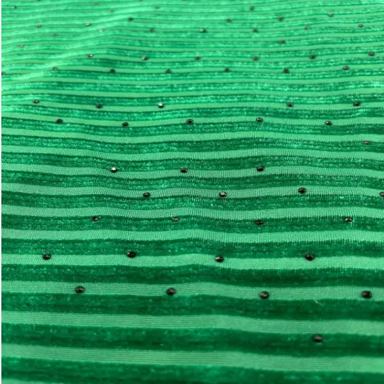 1 Yard Kelly Green Stripe Silk Korea Stretch Velvet Fabric for Dresses Skirts Apparel DIY {2}