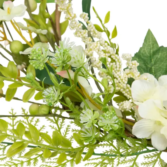 Northlight Hydrangea and Fern Golden Ring Half Wreath - 24" Green {7}