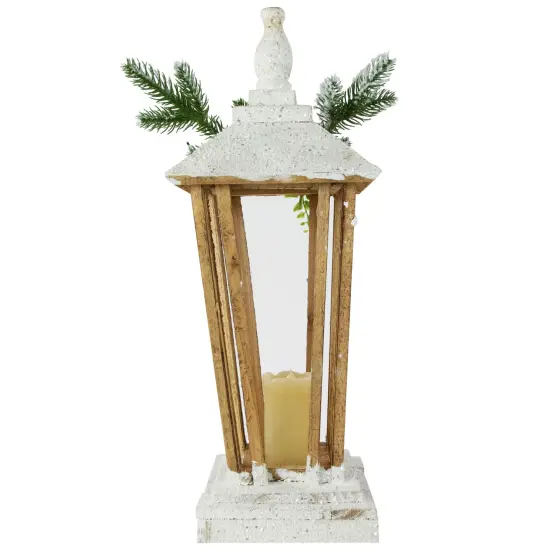 Northlight 18" LED Lighted Natural and White Storm Lantern Christmas Decoration Beige {7}
