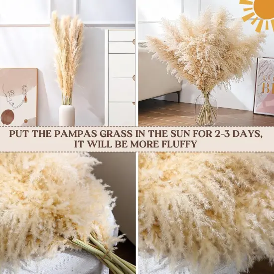 24 pcs Tall Pampas Grass Decoration - Pasuvsigt 40 Inch Large Pampas Grass Dried Flower Decoration {3}
