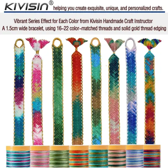 Variegated Waxed Thread 8 Vibrant Color, 0.5mm Wax Coated String 82Yards/Spool, Polyester Wax Cord for Micro Macrame, Bracelets Braiding, Jewelry Making, Beading, Knoting and Kumihimo {5}