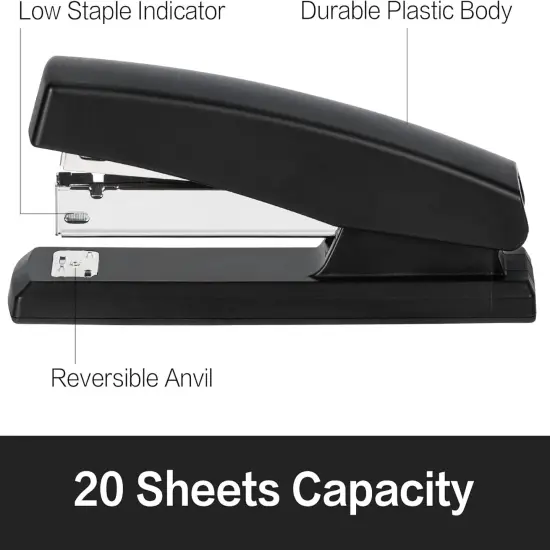 Desktop Stapler, Office Stapler, 25 Sheet Capacity, Includes 1000 Staples and Staple Remover, Black {2}